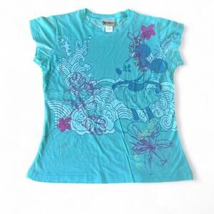 Disney Deadstock Y2k Mickey Mouse Blue Waves Graphic T-shirt, Large